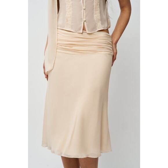 Guizio Eda Ruched Midi Skirt - S Cream - Picture 1 of 5